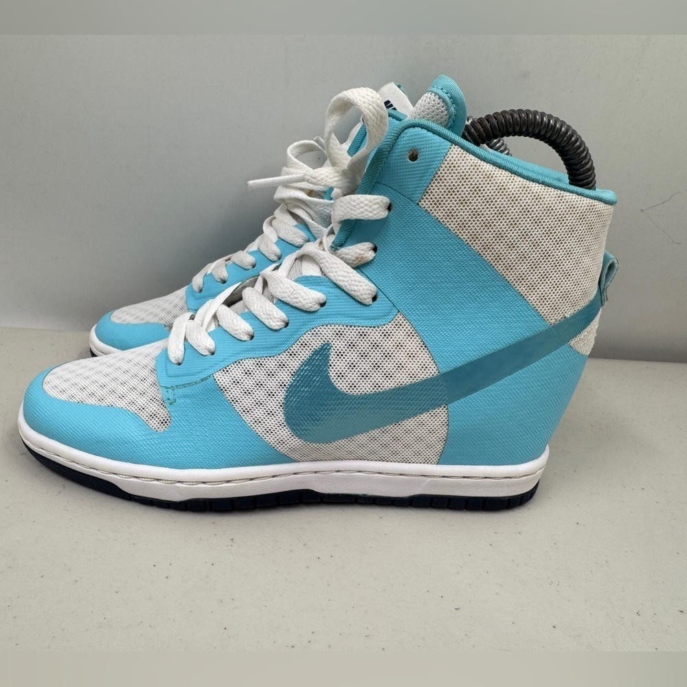 Nike Womens WMNS Dunk Sky Hi 2.0 Sneakers White/Blue Shoes 725069-104 sz 6.5
